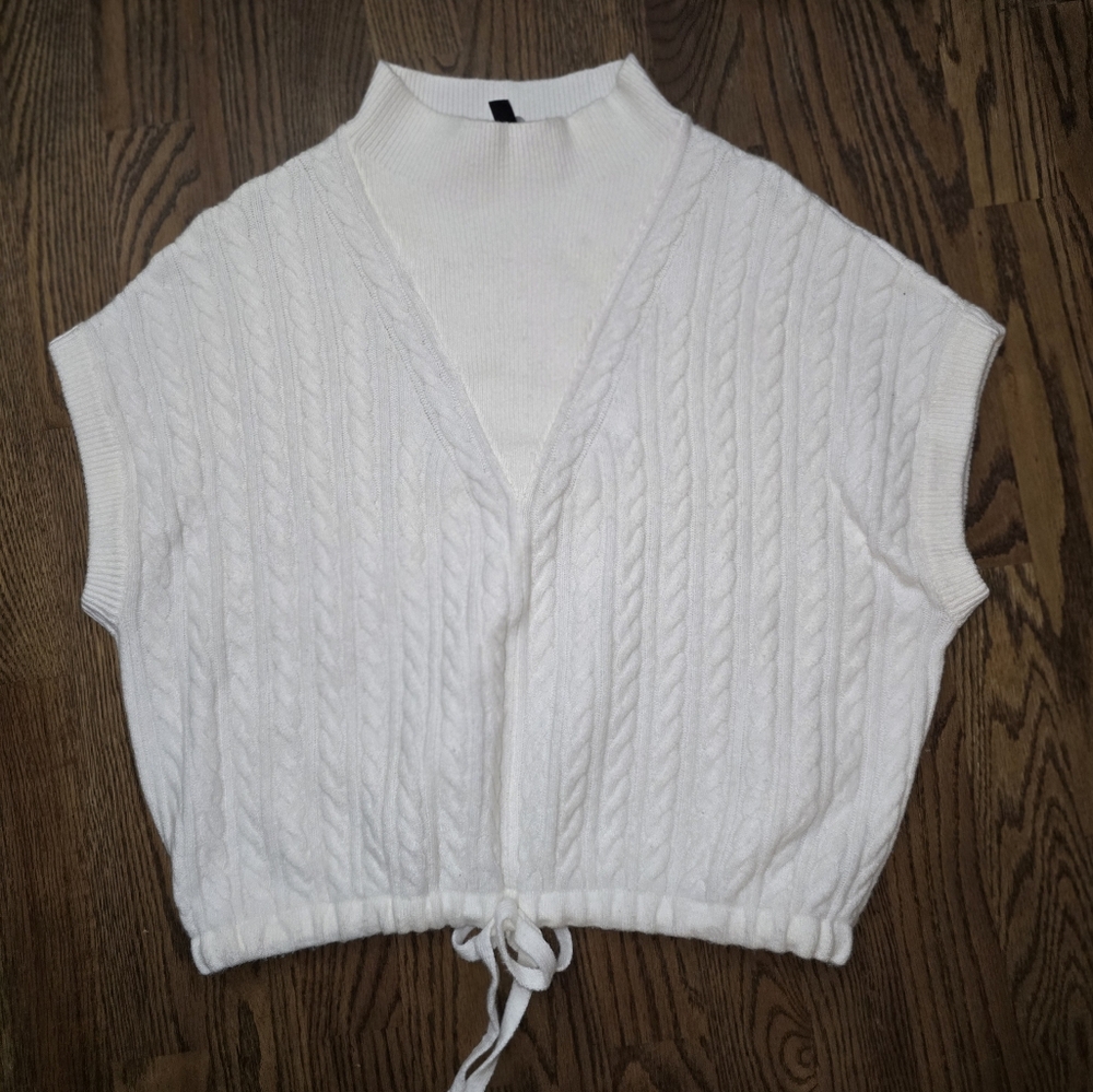 Express Cream Knit Sweater Vest